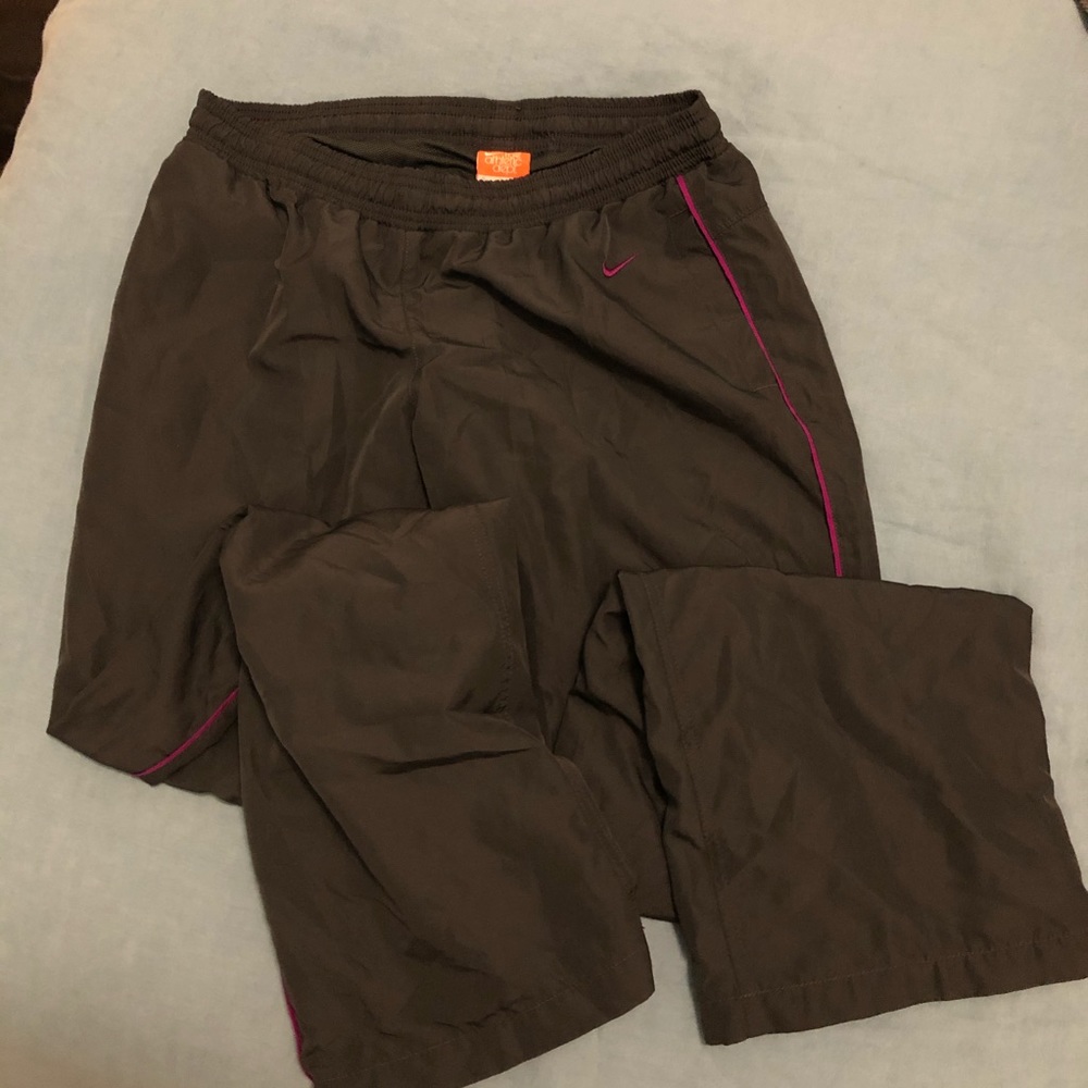 Gray Nike Windpants with Fuchsia Stripe